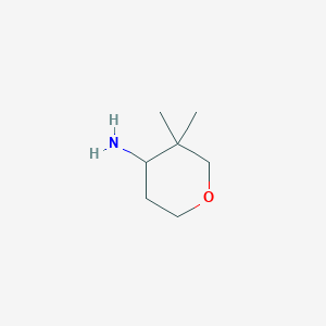 molecular formula C7H15NO B2448508 3,3-Dimethyltetrahydro-2h-pyran-4-amine CAS No. 1357396-54-3