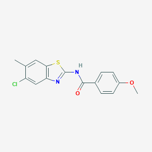 molecular formula C16H13ClN2O2S B244851 N-(5-chloro-6-methyl-1,3-benzothiazol-2-yl)-4-methoxybenzamide 