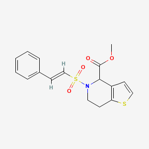 molecular formula C17H17NO4S2 B2448519 (E)-methyl 5-(styrylsulfonyl)-4,5,6,7-tetrahydrothieno[3,2-c]pyridine-4-carboxylate CAS No. 1421586-32-4