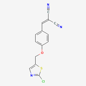 molecular formula C14H8ClN3OS B2448524 2-({4-[(2-Chloro-1,3-thiazol-5-yl)methoxy]phenyl}methylene)malononitrile CAS No. 692732-78-8