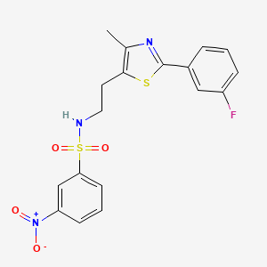 molecular formula C18H16FN3O4S2 B2448527 N-(2-(2-(3-氟苯基)-4-甲基噻唑-5-基)乙基)-3-硝基苯磺酰胺 CAS No. 941987-13-9