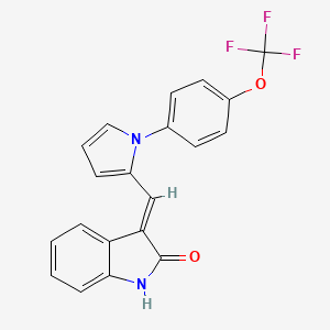 molecular formula C20H13F3N2O2 B2448530 3-((E)-{1-[4-(trifluoromethoxy)phenyl]-1H-pyrrol-2-yl}methylidene)-1,3-dihydro-2H-indol-2-one CAS No. 1164474-98-9
