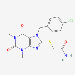 molecular formula C16H16ClN5O3S B2448538 2-{[7-(4-氯苄基)-1,3-二甲基-2,6-二氧代-2,3,6,7-四氢-1H-嘌呤-8-基]硫代}乙酰胺 CAS No. 303971-23-5