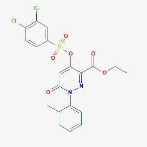 molecular formula C20H16Cl2N2O6S B2448539 Ethyl 4-(((3,4-dichlorophenyl)sulfonyl)oxy)-6-oxo-1-(o-tolyl)-1,6-dihydropyridazine-3-carboxylate CAS No. 899991-63-0