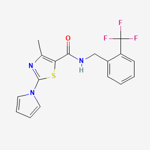 molecular formula C17H14F3N3OS B2448540 4-甲基-2-(1H-吡咯-1-基)-N-[2-(三氟甲基)苄基]-1,3-噻唑-5-甲酰胺 CAS No. 1251680-43-9