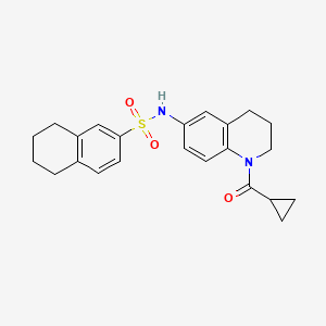 molecular formula C23H26N2O3S B2448548 N-[1-(cyclopropanecarbonyl)-3,4-dihydro-2H-quinolin-6-yl]-5,6,7,8-tetrahydronaphthalene-2-sulfonamide CAS No. 946368-53-2