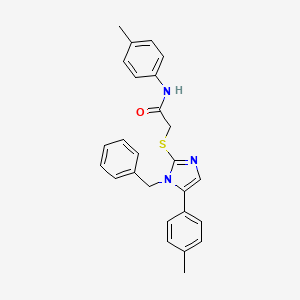 molecular formula C26H25N3OS B2448572 2-((1-benzyl-5-(p-tolyl)-1H-imidazol-2-yl)thio)-N-(p-tolyl)acetamide CAS No. 1206997-84-3