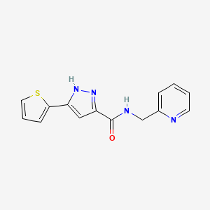 N-(pyridin-2-ylmethyl)-5-(thiophen-2-yl)-1H-pyrazole-3-carboxamide