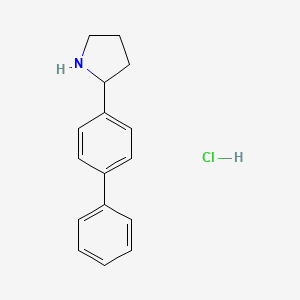 molecular formula C16H18ClN B2448582 2-([1,1'-Biphenyl]-4-yl)pyrrolidine hydrochloride CAS No. 101292-59-5; 5424-66-8