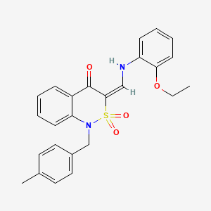 molecular formula C25H24N2O4S B2448587 (3E)-3-{[(2-ethoxyphenyl)amino]methylene}-1-(4-methylbenzyl)-1H-2,1-benzothiazin-4(3H)-one 2,2-dioxide CAS No. 893312-21-5