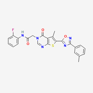 molecular formula C24H18FN5O3S B2448588 N-(2-fluorophenyl)-2-(5-methyl-4-oxo-6-(3-(m-tolyl)-1,2,4-oxadiazol-5-yl)thieno[2,3-d]pyrimidin-3(4H)-yl)acetamide CAS No. 1243079-56-2