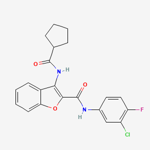 N-(3-chloro-4-fluorophenyl)-3-(cyclopentanecarboxamido)benzofuran-2-carboxamide