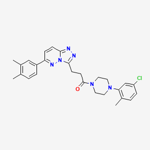 molecular formula C27H29ClN6O B2448597 1-[4-(5-Chloro-2-methylphenyl)piperazin-1-yl]-3-[6-(3,4-dimethylphenyl)-[1,2,4]triazolo[4,3-b]pyridazin-3-yl]propan-1-one CAS No. 1189673-85-5
