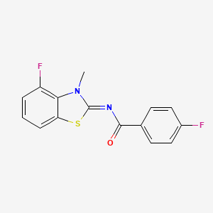 molecular formula C15H10F2N2OS B2448598 4-fluoro-N-(4-fluoro-3-methyl-1,3-benzothiazol-2-ylidene)benzamide CAS No. 868371-11-3