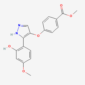 molecular formula C18H16N2O5 B2448599 4-((3-(2-羟基-4-甲氧基苯基)-1H-吡唑-4-基)氧基)苯甲酸甲酯 CAS No. 306280-10-4