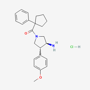 B2448601 [(3S,4R)-3-Amino-4-(4-methoxyphenyl)pyrrolidin-1-yl]-(1-phenylcyclopentyl)methanone;hydrochloride CAS No. 2418597-06-3