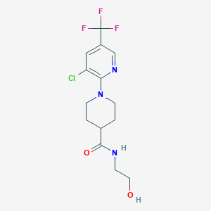 molecular formula C14H17ClF3N3O2 B2448607 1-[3-Chloro-5-(trifluoromethyl)-2-pyridinyl]-N-(2-hydroxyethyl)-4-piperidinecarboxamide CAS No. 303150-23-4
