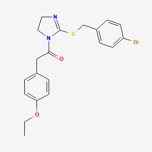 molecular formula C20H21BrN2O2S B2448609 1-[2-[(4-溴苯基)甲硫基]-4,5-二氢咪唑-1-基]-2-(4-乙氧基苯基)乙酮 CAS No. 851800-78-7