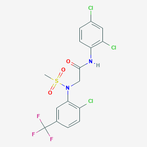 molecular formula C16H12Cl3F3N2O3S B2448612 2-[2-chloro(methylsulfonyl)-5-(trifluoromethyl)anilino]-N-(2,4-dichlorophenyl)acetamide CAS No. 339018-84-7