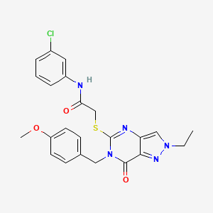 molecular formula C23H22ClN5O3S B2448623 N-(3-chlorophenyl)-2-((2-ethyl-6-(4-methoxybenzyl)-7-oxo-6,7-dihydro-2H-pyrazolo[4,3-d]pyrimidin-5-yl)thio)acetamide CAS No. 932496-04-3