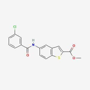 molecular formula C17H12ClNO3S B2448625 Methyl 5-[(3-chlorobenzoyl)amino]-1-benzothiophene-2-carboxylate CAS No. 477847-51-1