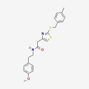 molecular formula C22H24N2O2S2 B2448630 N-(4-甲氧基苯乙基)-2-(2-((4-甲基苄基)硫代)噻唑-4-基)乙酰胺 CAS No. 953988-22-2
