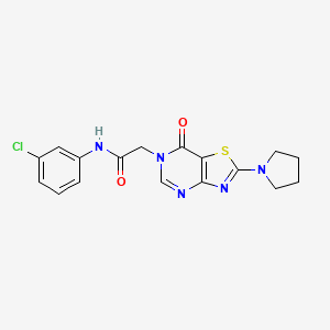 molecular formula C17H16ClN5O2S B2448634 N-(3-chlorophenyl)-2-(7-oxo-2-(pyrrolidin-1-yl)thiazolo[4,5-d]pyrimidin-6(7H)-yl)acetamide CAS No. 1223761-39-4