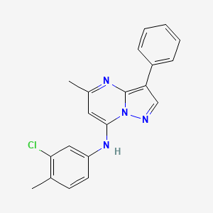 molecular formula C20H17ClN4 B2448635 N-(3-氯-4-甲基苯基)-5-甲基-3-苯基吡唑并[1,5-a]嘧啶-7-胺 CAS No. 862193-49-5