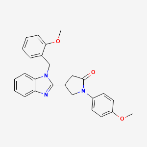 molecular formula C26H25N3O3 B2448638 1-(4-methoxyphenyl)-4-{1-[(2-methoxyphenyl)methyl]-1H-1,3-benzodiazol-2-yl}pyrrolidin-2-one CAS No. 912903-01-6