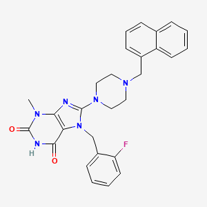 molecular formula C28H27FN6O2 B2448644 7-(2-fluorobenzyl)-3-methyl-8-(4-(naphthalen-1-ylmethyl)piperazin-1-yl)-1H-purine-2,6(3H,7H)-dione CAS No. 898409-01-3