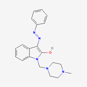 molecular formula C20H23N5O B2448646 1-[(4-methylpiperazino)methyl]-1H-indole-2,3-dione 3-(N-phenylhydrazone) CAS No. 338391-76-7