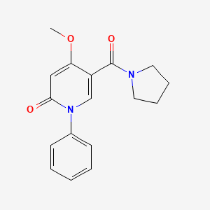 molecular formula C17H18N2O3 B2448649 4-methoxy-1-phenyl-5-(pyrrolidine-1-carbonyl)pyridin-2(1H)-one CAS No. 2034255-92-8
