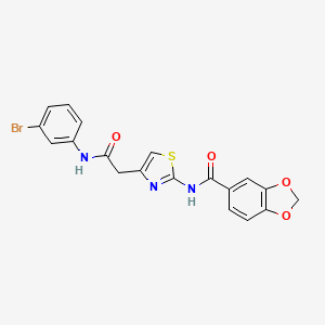 molecular formula C19H14BrN3O4S B2448652 N-(4-(2-((3-溴苯基)氨基)-2-氧代乙基)噻唑-2-基)苯并[d][1,3]二氧杂环-5-甲酰胺 CAS No. 1005295-47-5