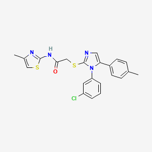 molecular formula C22H19ClN4OS2 B2448654 2-((1-(3-chlorophenyl)-5-(p-tolyl)-1H-imidazol-2-yl)thio)-N-(4-methylthiazol-2-yl)acetamide CAS No. 1207012-76-7