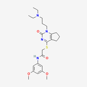 molecular formula C24H34N4O4S B2448666 2-((1-(3-(diethylamino)propyl)-2-oxo-2,5,6,7-tetrahydro-1H-cyclopenta[d]pyrimidin-4-yl)thio)-N-(3,5-dimethoxyphenyl)acetamide CAS No. 898460-70-3