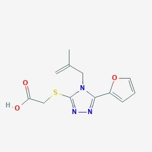 molecular formula C12H13N3O3S B2448670 [5-Furan-2-yl-4-(2-methyl-allyl)-4H-[1,2,4]triazol-3-ylsulfanyl]-acetic acid CAS No. 307327-49-7