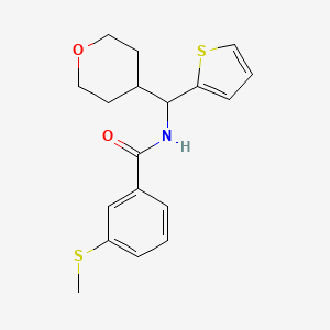 3-(methylsulfanyl)-N-[(oxan-4-yl)(thiophen-2-yl)methyl]benzamide