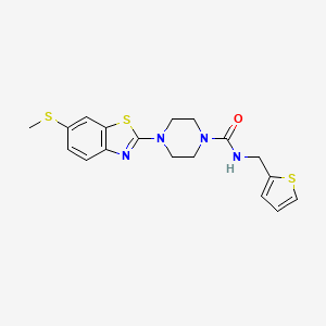 molecular formula C18H20N4OS3 B2448674 4-(6-(methylthio)benzo[d]thiazol-2-yl)-N-(thiophen-2-ylmethyl)piperazine-1-carboxamide CAS No. 1203063-84-6