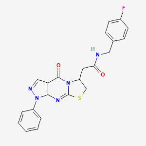molecular formula C22H18FN5O2S B2448680 N-(4-fluorobenzyl)-2-(4-oxo-1-phenyl-1,4,6,7-tetrahydropyrazolo[3,4-d]thiazolo[3,2-a]pyrimidin-6-yl)acetamide CAS No. 946255-70-5