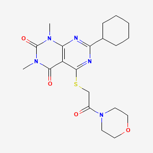 molecular formula C20H27N5O4S B2448690 7-cyclohexyl-1,3-dimethyl-5-((2-morpholino-2-oxoethyl)thio)pyrimido[4,5-d]pyrimidine-2,4(1H,3H)-dione CAS No. 893913-09-2