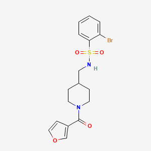 molecular formula C17H19BrN2O4S B2448692 2-bromo-N-((1-(furan-3-carbonyl)piperidin-4-yl)methyl)benzenesulfonamide CAS No. 1448071-44-0