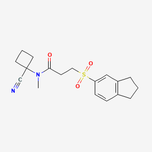 molecular formula C18H22N2O3S B2448704 N-(1-cyanocyclobutyl)-3-(2,3-dihydro-1H-indene-5-sulfonyl)-N-methylpropanamide CAS No. 1424583-00-5