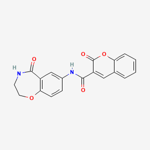 molecular formula C19H14N2O5 B2448713 2-oxo-N-(5-oxo-2,3,4,5-tetrahydrobenzo[f][1,4]oxazepin-7-yl)-2H-chromene-3-carboxamide CAS No. 921890-45-1