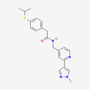 molecular formula C21H24N4OS B2448721 2-(4-(isopropylthio)phenyl)-N-((2-(1-methyl-1H-pyrazol-4-yl)pyridin-4-yl)methyl)acetamide CAS No. 2034227-94-4