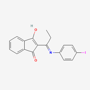 molecular formula C18H14INO2 B2448737 2-{1-[(4-iodophenyl)amino]propylidene}-2,3-dihydro-1H-indene-1,3-dione CAS No. 1024411-35-5