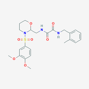 molecular formula C23H29N3O7S B2448749 N1-((3-((3,4-dimethoxyphenyl)sulfonyl)-1,3-oxazinan-2-yl)methyl)-N2-(2-methylbenzyl)oxalamide CAS No. 872976-48-2