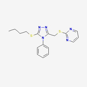 molecular formula C17H19N5S2 B2448751 2-[(5-丁基硫代-4-苯基-1,2,4-三唑-3-基)甲基硫代]嘧啶 CAS No. 868221-26-5