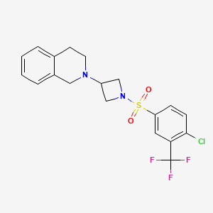molecular formula C19H18ClF3N2O2S B2448753 2-(1-((4-Chloro-3-(trifluoromethyl)phenyl)sulfonyl)azetidin-3-yl)-1,2,3,4-tetrahydroisoquinoline CAS No. 2034526-45-7