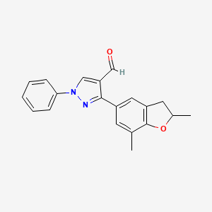 molecular formula C20H18N2O2 B2448766 3-(2,7-二甲基-2,3-二氢-1-苯并呋喃-5-基)-1-苯基-1H-吡唑-4-甲醛 CAS No. 890001-37-3