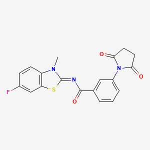 molecular formula C19H14FN3O3S B2448772 (E)-3-(2,5-dioxopyrrolidin-1-yl)-N-(6-fluoro-3-methylbenzo[d]thiazol-2(3H)-ylidene)benzamide CAS No. 477295-08-2